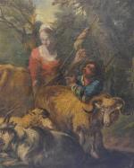 ECOLE FRANCAISE dans le goût du XVIIIème
Scène pastorale
Huile sur toile
88...