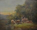 Charles CLAIR (1860-1930)
Jeune berger et ses moutons
Huile sur toile signée...