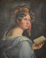 ECOLE FRANCAISE du XIXème
Portrait de dame lisant Lamartine
Huile sur toile
60...