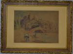 Antonio TRACHEL (1828-1903)
Paysage au pont, 1850.
Aquarelle signée et datée en...