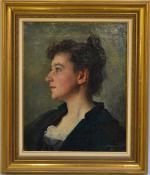 Edgard MAXENCE (1871-1954)
Portrait de dame, 1894.
Huile sur toile signée et...