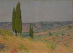 Henri MARTIN (1860-1943)
Paysage aux cyprès aux environs de Saint-Cirq-Lapopie, circa...