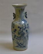 CHINE
Vase pansu en porcelaine à décor en camaïeu bleu d'animaux...