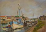 Florent SICHET (1918-2014)
Noirmoutier, le chargement des bateaux à quai, 1964.
Huile...