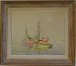 Georges LHERMITTE (1882-1967)
Ile d'Yeu, barque et chalutier
Huile sur panneau signée...