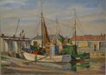 Florent SICHET (1918-2014)
Noirmoutier, chalutiers devant l'écluse du port, 1962.
Huile sur...