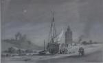 Jules Achille NOËL (1810-1881)
Animation autour du bateau sur la grève
Estampe...