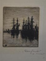 Henri Charles GUERARD (1846-1897)
Honfleur, voiliers au port
Estampe monogrammée en bas...