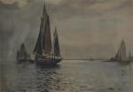 Paul C.F. JOBERT (1863-1942)
La Rochelle, voiliers en mer
Estampe signée et...