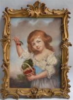 M. BOUCRY
Jeune fille au panier de cerises, 1905
Peinture sur porcelaine...