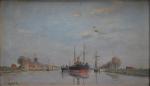 Robert Charles G. MOLS (1848-1903)
Kiel Sluys, 1897.
Huile sur panneau signée...