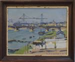 René ESCHAPASSE (1905-1957)
Nantes, le pont Haudaudine devant le pont transbordeur
Huile...
