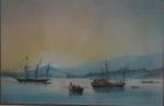R. CHAUSSE (XIXème)
Bône, bateaux dans la baie, 1849.
Technique mixte signée...
