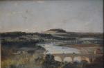 ECOLE ITALIENNE du XIXème
Paysage fluvial aux ponts
Huile sur toile
27 x...