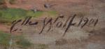 WOLF (XIX-XXème)
Nature morte au panier de cerises, 1901.
Huile sur toile...