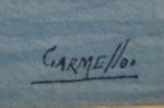 CARMELLO (XIX-XXème)
Venise, gondoliers devant le Palais des Doges
Aquarelle signée en...