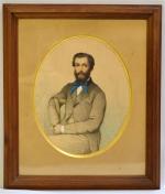 Romain CAZES (1808-1881)
Portrait d'homme au noeud papillon
Crayon noir, aquarelle et...