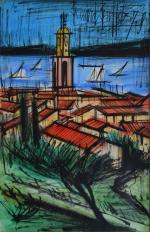 Bernard BUFFET (1928-1999)
Saint-Tropez, l'église et les toits, 1978.
Aquarelle et encre...