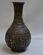 ASIE du SUD EST
Vase de forme bouteille en bronze cloisonné...