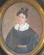 ECOLE FRANCAISE
Portrait de dame
Miniature ovale 
8.2 x 6.5 cm