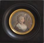 ECOLE FRANCAISE du XIXème
Portrait de dame
Miniature signée au milieu à...