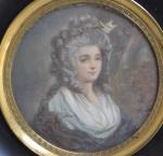 ECOLE FRANCAISE du XIXème
Portrait de dame
Miniature signée au milieu à...