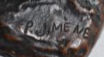 D'après P.J. MENE
Cheval de trait
Bronze patiné, signé
H.: 8.5 cm L.:...
