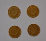 Quatre pièces or 10 francs, Napoléon III
Lot conservé en banque,...