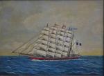 Jean Luc LACOMBE (XXème)
Cinq-mâts en mer
Huile sur panneau signée en...