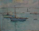 Pierre FLEURY (1900-1985)
Ile de Sein, l'avant port
Huile sur toile signée...