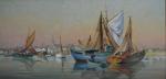 Yvon DIEULAFE (1903-1990)
Les Sables d'Olonne, voiliers au port devant La...