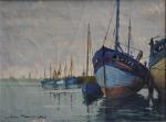 Léopold PERNES (1912-1980)
Lorient, bateaux au port, au loin la Tour...