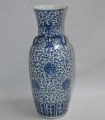 CHINE
Vase en porcelaine à décor bleu blanc de fleurs, feuilles...