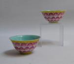 CHINE 
Deux bols formant paire en porcelaine à décor polychrome...