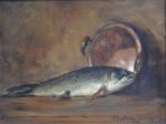 Théodore LÉVIGNE (1848-1912)
Nature morte au poisson
Huile sur toile signée en...
