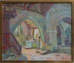 Sydney Lough THOMPSON (1877-1973)
Pays bigouden, intérieur de chapelle, circa 1951.
Huile...