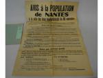 [AFFICHE 1943]  NANTES - " Avis à la Population...