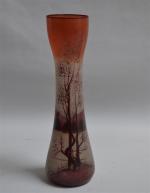 ART NOUVEAU
Vase en verre à décor d'un paysage lacustre, signé
H.:...