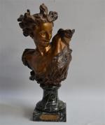 Jean-Baptiste CARPEAUX (1827-1875)
Buste du Génie de la Danse
Bronze posthume à...