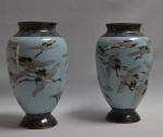 JAPON
Paire de vase en bronze cloisonné et émaux polychromes à...
