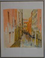 Michel JOUENNE (né en 1933)
Venise, gondoles dans le canal
Estampe signée...