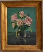 Pierre BAUDRIER (1884-1964)
Bouquet de roses
Huile sur carton toilé signée en...