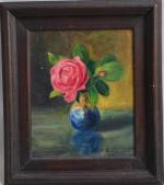 Pierre BAUDRIER (1884-1964)
Bouquet de roses
Huile sur panneau toilé signée en...