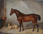 E.J. KEELING (act.1856-1873)
Portrait de cheval et de son chien, 1889....