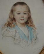 R. DAMON (XIX-XXème)
Portrait de jeune fille, 1900.
Dessin ovale signé et...