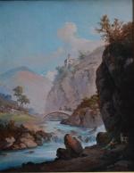 Ercole TRACHEL (1820-1872)
Le pont
Huile sur toile signée en bas à...
