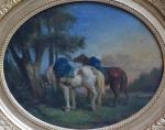 ECOLE FRANCAISE du XIXème
Les deux chevaux
Huile sur panneau entoilé
27 x...