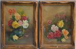 P. MASSEAU (XIX-XXème)
Bouquet de fleurs
Paire d'huiles sur carton signée en...