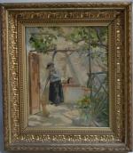 José BELON (1861-1927)
Sous la pergola
Huile sur toile signée en bas...