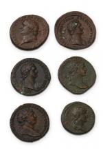 EMPIRE
Moyen bronze : 6 exemplaires. Titus (as) - Domitien (2...